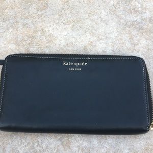 Kate spade black leather zip around wallet